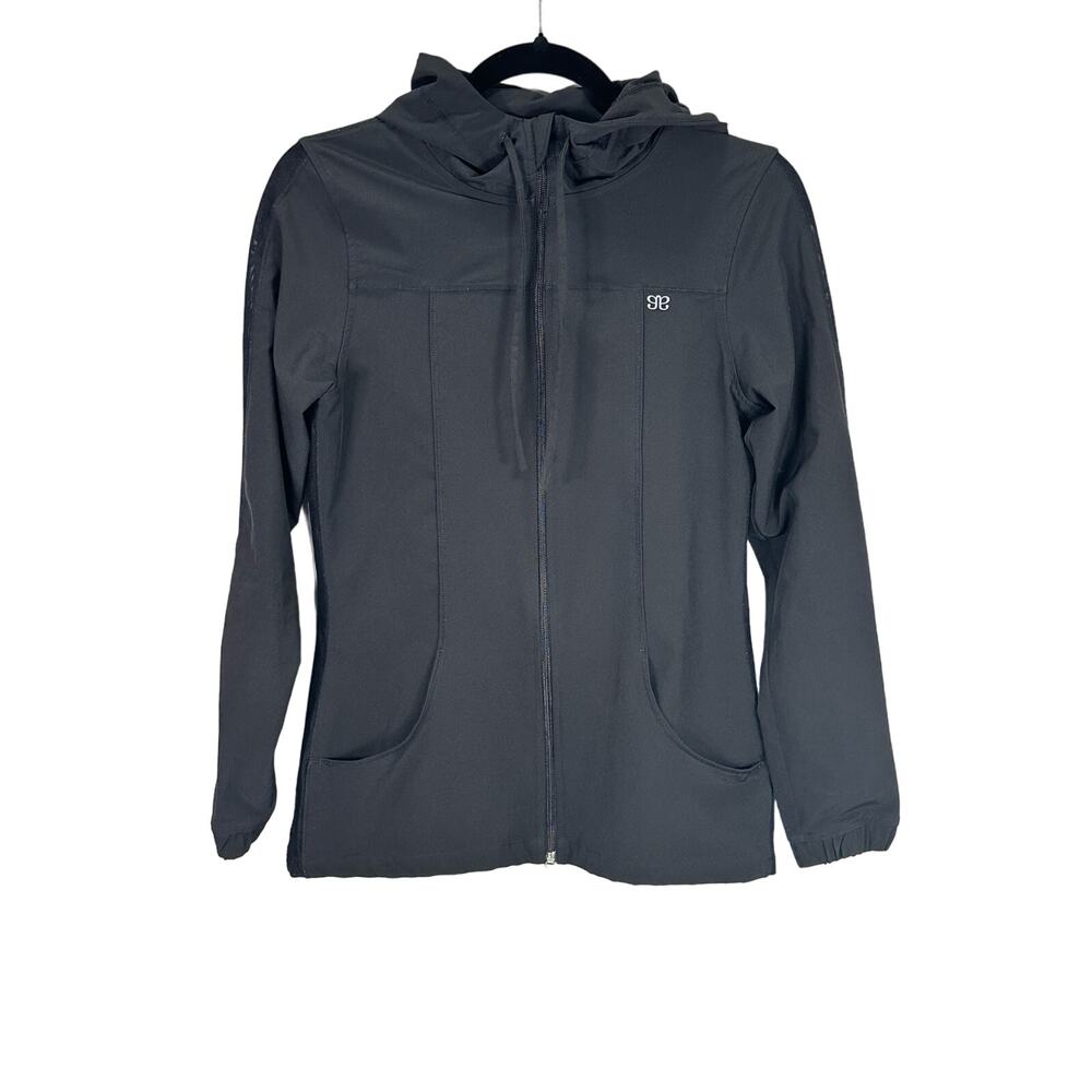 Albion Fit Women's Black Full Zip Hooded Drawstring Jacket size Small